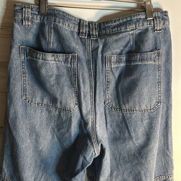 Fashion Nova cargo wide leg denim jeans sz 13 NWOT - Picture 6 of 14